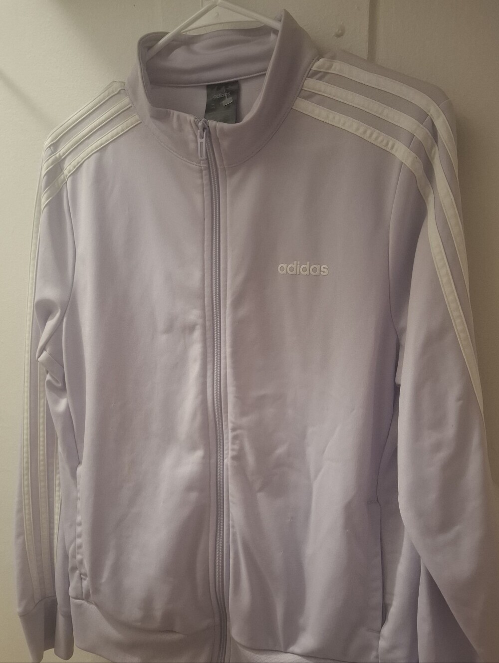 Adidas Women's Light Purple Full Zip Track Jacket | Size Large | 3-Stripe
